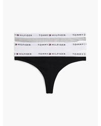Tommy Hilfiger - Essential 3-Pack Repeat Logo Waistband Thongs - Lyst