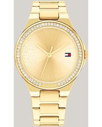 Tommy Hilfiger - Crystal Embellished Gold-plated Bracelet Watch - Lyst