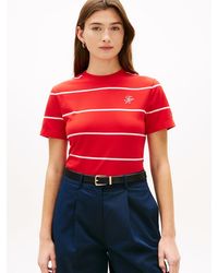 Tommy Hilfiger - Logo Embroidery Jersey Crew Neck T-Shirt - Lyst