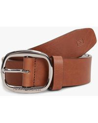 Tommy Hilfiger - Oval Buckle Debossed Leather Belt - Lyst