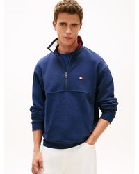 Tommy Hilfiger - Colour-Blocked Collar Terry Quarter-Zip Jumper - Lyst