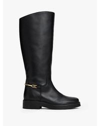 Tommy Hilfiger - Leather Th Monogram Horsebit Riding Boots - Lyst