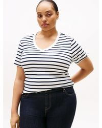 Tommy Hilfiger - T-Shirt Ajusté Curve À Col En V - Lyst