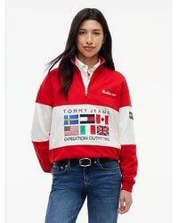 Tommy Hilfiger - Tommy Jeans Logo Terry Quarter Zip Sweatshirt - Lyst