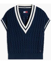 Tommy Hilfiger - Cable Knit V-neck Oversized Sweater Vest - Lyst