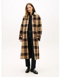 Tommy Hilfiger - Check Wool Blend Oversized Belted Coat - Lyst