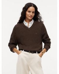 Tommy Hilfiger - Cardigan Stitch Relaxed V Neck Jumper - Lyst
