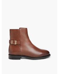 Tommy Hilfiger - Leather Th Monogram Buckle Ankle Boots - Lyst