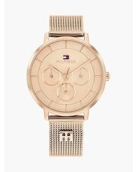 Tommy Hilfiger - Th Monogram Rose-Plated Mesh Strap Watch - Lyst