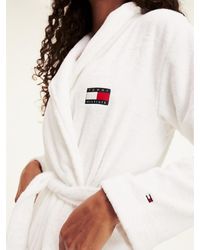 Tommy Hilfiger Badjas Met Signature-logo - Wit