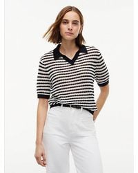 Tommy Hilfiger - Pointelle Relaxed Short Sleeve Polo Jumper - Lyst