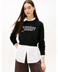 Tommy Hilfiger - Pull Court Ajusté En Maille Chenille À Logo - Lyst