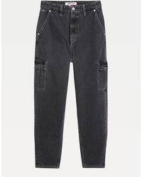 Tommy Hilfiger Mom Tapered Recycled Jeans Met Cargozakken - Blauw