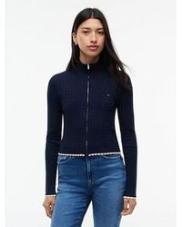 Tommy Hilfiger - Tommy Jeans Micro Cable Knit Slim Zip Thru Jumper - Lyst