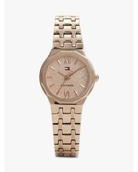 Tommy Hilfiger - Carnation-Plated Frosted Dial Chain-Link Watch - Lyst
