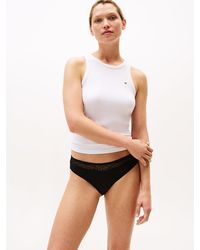 Tommy Hilfiger - Lace Trim Microfibre Thong - Lyst