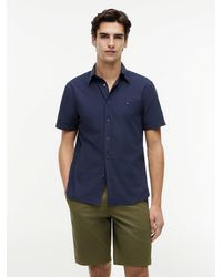 Tommy Hilfiger - Regular Fit Washed Poplin Short Sleeve Shirt - Lyst