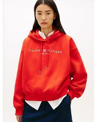 Tommy Hilfiger - Logo Fleece Relaxed Drawstring Hoody - Lyst