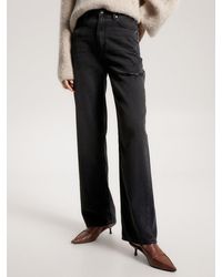 Tommy Hilfiger - High Rise Relaxed Straight Black Jeans - Lyst
