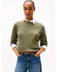 Tommy Hilfiger - Pull En Maille Torsadée À Col Ras-Du-Cou - Lyst