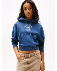Tommy Hilfiger - Sweat À Capuche Court Boxy À Logo Blason - Lyst