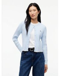 Tommy Hilfiger - Tommy Jeans Cable Knit Scalloped Trim Slim Cardigan - Lyst