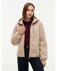 Tommy Hilfiger - Teddy Fleece Zip Thru Relaxed Hooded Jacket - Lyst