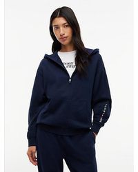 Tommy Hilfiger - Essential Terry Relaxed Zip-Thru Lounge Hoodie - Lyst