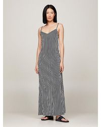 Tommy Hilfiger - Gestreiftes Slim Fit Maxi-Slip-Dress - Lyst