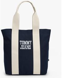 Tommy Hilfiger - Textured Logo Canvas Tote Bag - Lyst