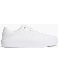 Tommy Hilfiger - Metallic Logo Canvas Platform Trainers - Lyst