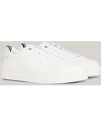 Tommy Hilfiger - Premium Pebble Grain Leather Cupsole Trainers - Lyst