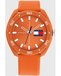 Tommy Hilfiger - Orange Silicone Strap Watch - Lyst