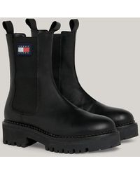 Tommy Hilfiger - Urban Leather Cleat Platform Chelsea Boots - Lyst