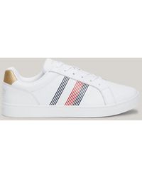 Tommy Hilfiger - Global Stripe Topstitch Leather Trainers - Lyst