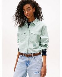 Tommy Hilfiger - Tommy Jeans Crest Embroidery Relaxed Fit Cropped Shirt - Lyst