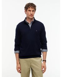 Tommy Hilfiger - Essential Cotton Zip Mock Sweater - Lyst