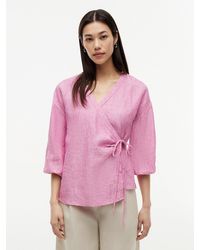 Tommy Hilfiger - Relaxed Fit Pure Linen Wrap Blouse - Lyst