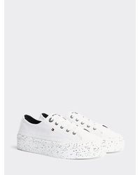Tommy Hilfiger Platform Sneaker Met Glitterfinish - Wit