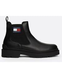 Tommy Hilfiger - Rubberised Logo Leather Cleat Chelsea Boots - Lyst