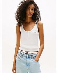 Tommy Hilfiger - Wafelgebreide Slim Fit Henley-Tanktop - Lyst