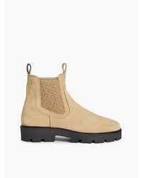 Tommy Hilfiger - Suede Th Monogram Panel Chelsea Boots - Lyst