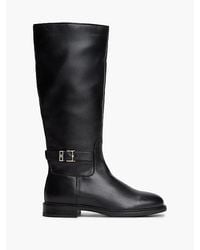 Tommy Hilfiger - Th Monogram Buckle Leather Knee High Boots - Lyst