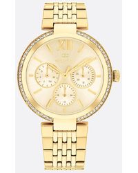 Tommy Hilfiger - Crystal Bezel Ionic Gold-plated Bracelet Watch - Lyst