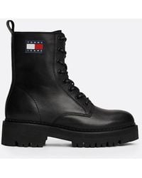 Tommy Hilfiger - Leather Cleat Chunky Sole Lace-up Boots - Lyst