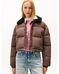 Tommy Hilfiger - Teddy Collar Crinkle Puffer Jacket - Lyst