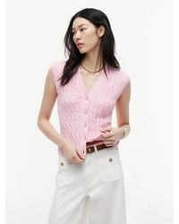 Tommy Hilfiger - Cable Knit Slim Cap Sleeve Cardigan - Lyst