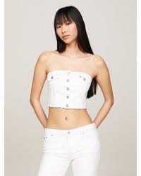 Tommy Hilfiger - Denim Fitted Cropped Bustier Top - Lyst