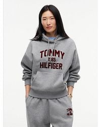 Tommy Hilfiger - Flock Varsity Logo Relaxed Fleece Hoody - Lyst
