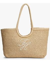 Tommy Hilfiger - Raffia Textured Logo Tote Bag - Lyst